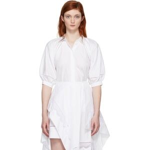 3.1 PHILLIP LIM White Lantern Sleeve Lattice Trim Cotton Shirt - Size 4